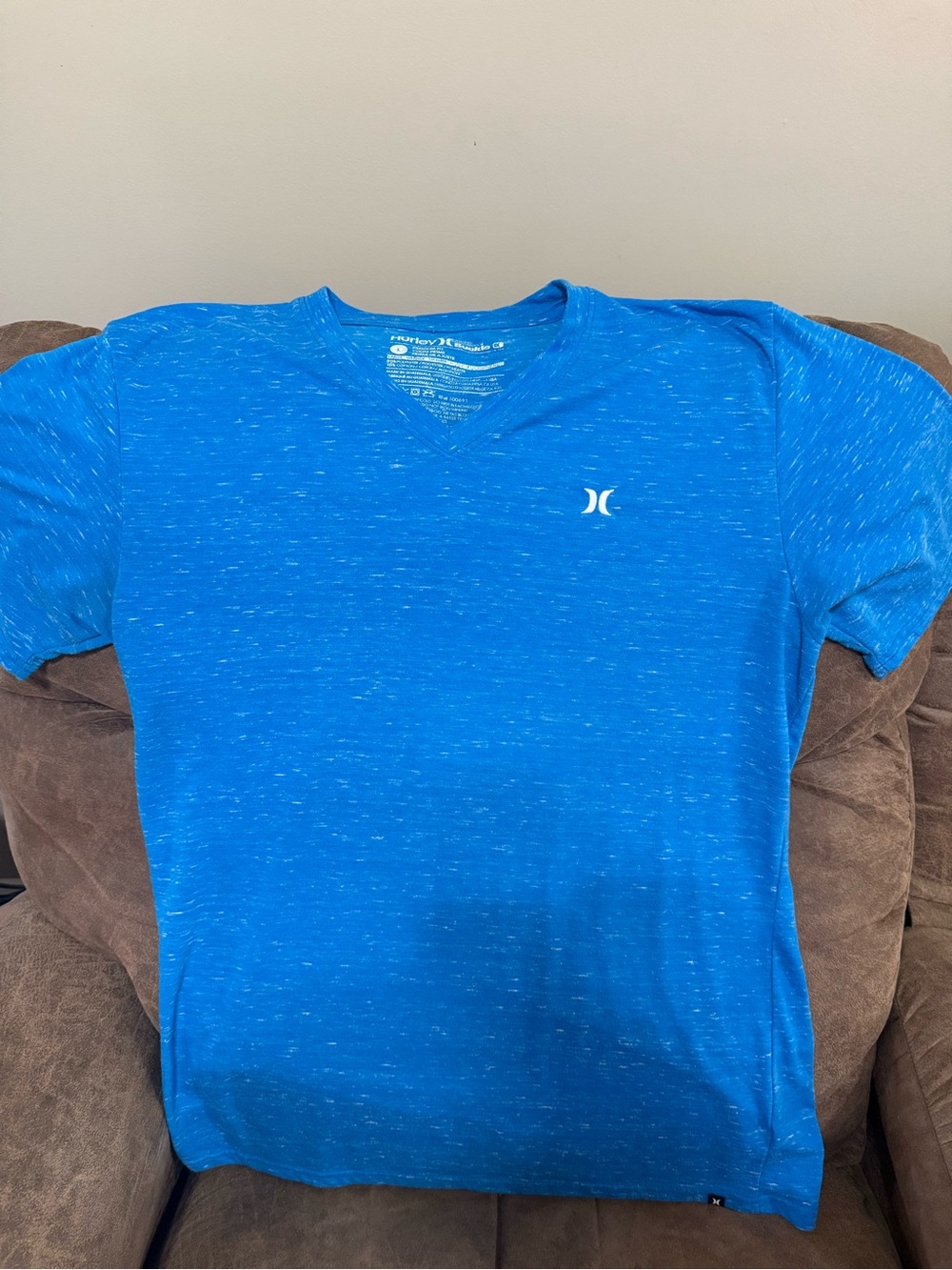Hurley Blue Heather Short Sleeve V‑Neck Tee